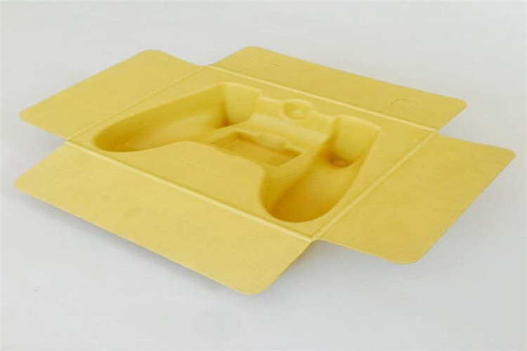 custom console pulp tray in yellow